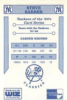 1992 The Wiz New York Yankees of the 60s #NNO Steve Barber Back