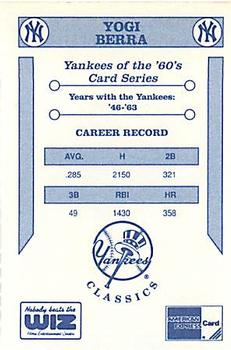 1992 The Wiz New York Yankees of the 60s #NNO Yogi Berra Back