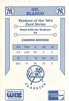 1992 The Wiz New York Yankees of the 60s #NNO Gil Blanco Back