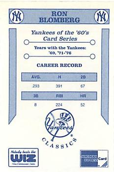 1992 The Wiz New York Yankees of the 60s #NNO Ron Blomberg Back