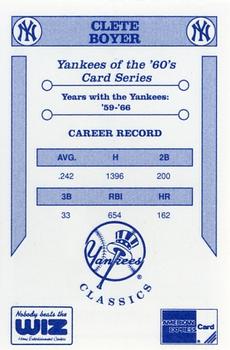 1992 The Wiz New York Yankees of the 60s #NNO Clete Boyer Back
