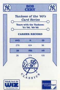 1992 The Wiz New York Yankees of the 60s #NNO Bob Cerv Back