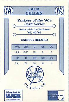 1992 The Wiz New York Yankees of the 60s #NNO Jack Cullen Back
