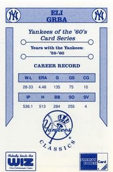 1992 The Wiz New York Yankees of the 60s #NNO Eli Grba Back