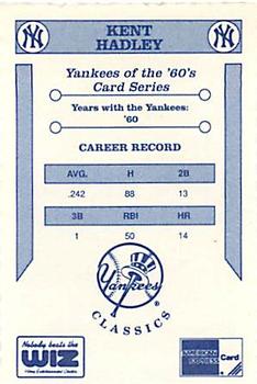 1992 The Wiz New York Yankees of the 60s #NNO Kent Hadley Back