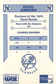 1992 The Wiz New York Yankees of the 60s #NNO Elvio Jimenez Back