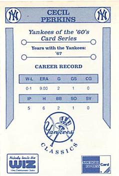1992 The Wiz New York Yankees of the 60s #NNO Cecil Perkins Back