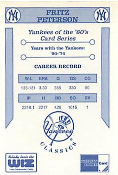 1992 The Wiz New York Yankees of the 60s #NNO Fritz Peterson Back