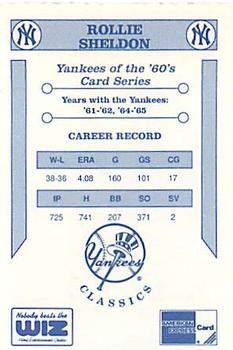 1992 The Wiz New York Yankees of the 60s #NNO Rollie Sheldon Back