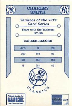 1992 The Wiz New York Yankees of the 60s #NNO Charley Smith Back