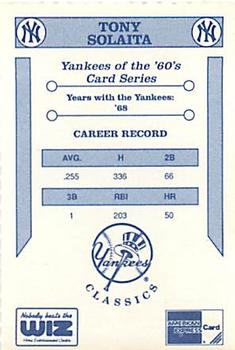 1992 The Wiz New York Yankees of the 60s #NNO Tony Solaita Back