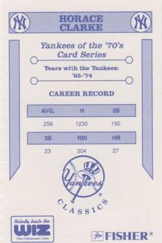 1992 The Wiz New York Yankees of the 70s #NNO Horace Clarke Back