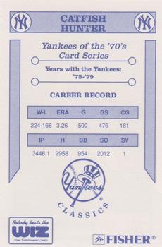 1992 The Wiz New York Yankees of the 70s #NNO Catfish Hunter Back