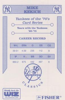 1992 The Wiz New York Yankees of the 70s #NNO Mike Kekich Back