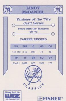 1992 The Wiz New York Yankees of the 70s #NNO Lindy McDaniel Back