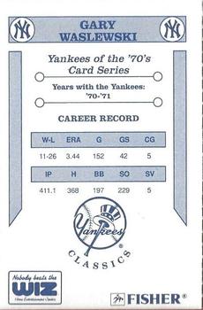 1992 The Wiz New York Yankees of the 70s #NNO Gary Waslewski Back
