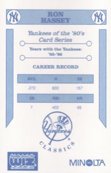 1992 The Wiz New York Yankees of the 80s #NNO Ron Hassey Back
