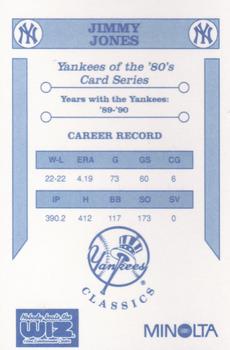 1992 The Wiz New York Yankees of the 80s #NNO Jimmy Jones Back