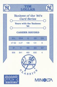 1992 The Wiz New York Yankees of the 80s #NNO Tim Lollar Back