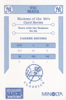 1992 The Wiz New York Yankees of the 80s #NNO Vic Mata Back