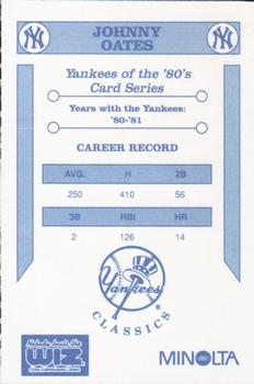 1992 The Wiz New York Yankees of the 80s #NNO Johnny Oates Back
