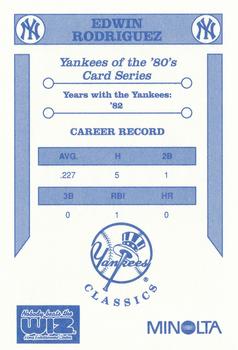 1992 The Wiz New York Yankees of the 80s #NNO Edwin Rodriguez Back