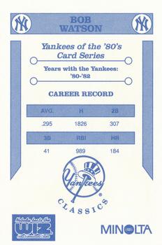 1992 The Wiz New York Yankees of the 80s #NNO Bob Watson Back