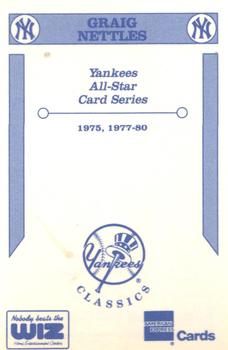 1992 The Wiz New York Yankees All-Stars #NNO Graig Nettles Back