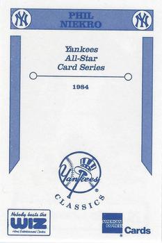 1992 The Wiz New York Yankees All-Stars #NNO Phil Niekro Back
