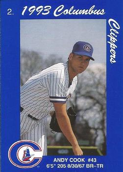 1993 Columbus Clippers Police #2 Andy Cook Front