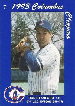 1993 Columbus Clippers Police #7 Don Stanford Front