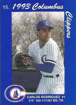 1993 Columbus Clippers Police #15 Carlos Rodriguez Front