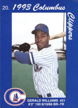 1993 Columbus Clippers Police #20 Gerald Williams Front