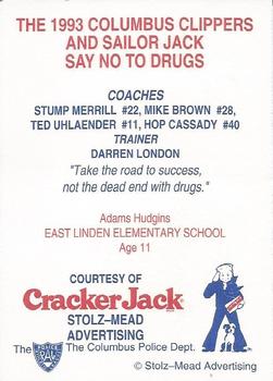 1993 Columbus Clippers Police #24 Stump Merrill / Hop Cassady / Ted Uhlaender / Mike Brown / Darren London Back