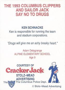 1993 Columbus Clippers Police #25 Ken Schnacke Back