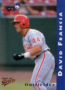 1998 Multi-Ad Clearwater Phillies #7 David Francia Front