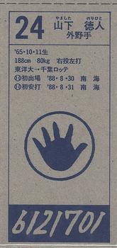 1994 Chiba Lotte Marines Menko #24 Norihito Yamashita Back