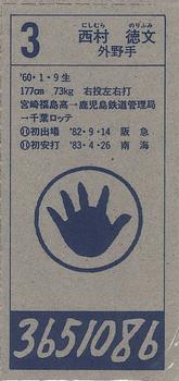 1994 Chiba Lotte Marines Menko #3 Norifumi Nishimura Back