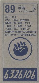 1994 Chiba Lotte Marines Menko #89 Futoshi Nakanishi Back