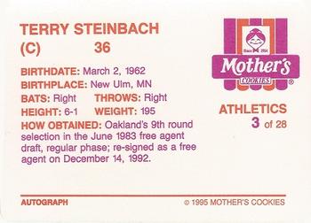 1995 Mother's Cookies Oakland Athletics #3 Terry Steinbach Back
