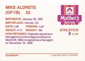 1995 Mother's Cookies Oakland Athletics #8 Mike Aldrete Back