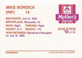 1995 Mother's Cookies Oakland Athletics #10 Mike Bordick Back
