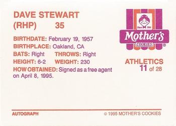 1995 Mother's Cookies Oakland Athletics #11 Dave Stewart Back