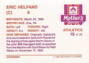 1995 Mother's Cookies Oakland Athletics #15 Eric Helfand Back