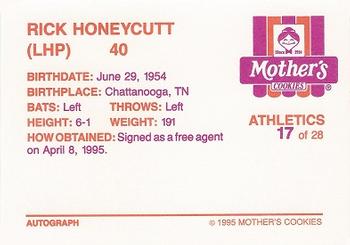 1995 Mother's Cookies Oakland Athletics #17 Rick Honeycutt Back