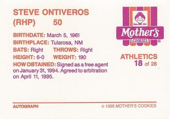 1995 Mother's Cookies Oakland Athletics #18 Steve Ontiveros Back