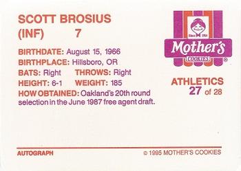 1995 Mother's Cookies Oakland Athletics #27 Scott Brosius Back