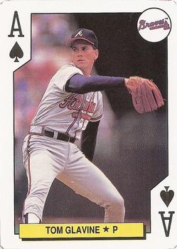 1991 U.S. Playing Card Co. Major League All-Stars Playing Cards - All-Stars Silver #A♠ Tom Glavine Front