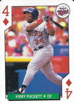 1991 U.S. Playing Card Co. Major League All-Stars Playing Cards - All-Stars Silver #4♦ Kirby Puckett Front