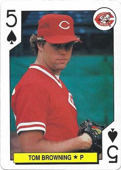 1991 U.S. Playing Card Co. Major League All-Stars Playing Cards - All-Stars Silver #5♠ Tom Browning Front
